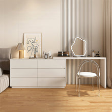 Load image into Gallery viewer, Modern wooden make up vanity with 6 drawers, a chair and a mirror
