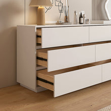 Load image into Gallery viewer, Modern wooden make up vanity with 6 drawers, a chair and a mirror

