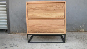 Double Drawer oak bedside