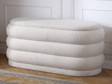 Load image into Gallery viewer, Oval Storage Bench Faux Fur Entryway Bench
