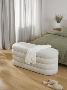 Oval Storage Bench Faux Fur Entryway Bench
