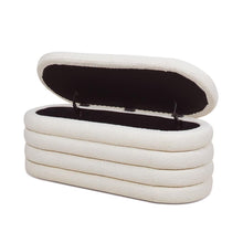 Load image into Gallery viewer, Oval Storage Bench Faux Fur Entryway Bench
