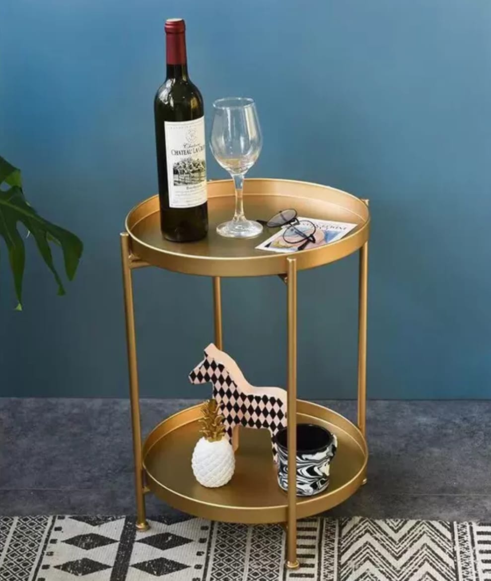 2 tier gold side table