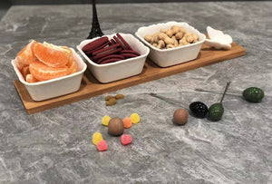 3 pcs ceramic bowls and tray with a butterfly handle